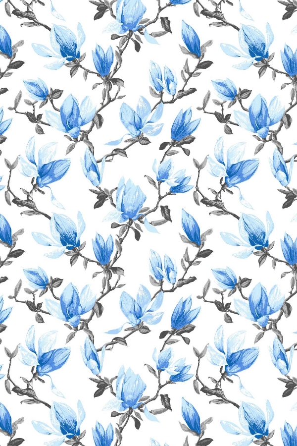 Tecido Floral Tergal 5140 Va14f F Azul Claro