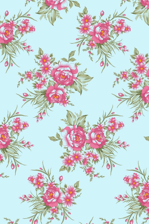 Tecido Floral Tergal 5124 V73 F Azul