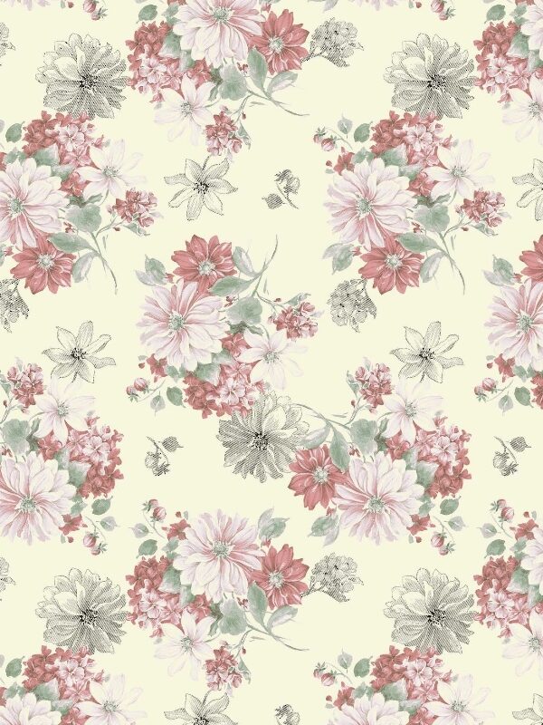 Tecido Floral Tergal 5174 V12 F Palha